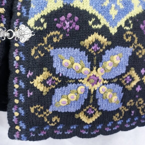 Icelandic Design Edelweiss Cardigan Wool floral Lined Jacket Metal Clasp VTG - Picture 6 of 13